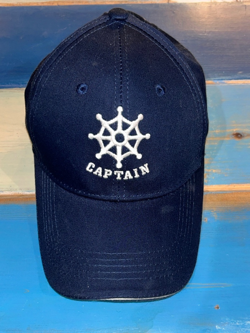 Navy Captain Ship Wheel Embroidered Adjustable Baseball Cap